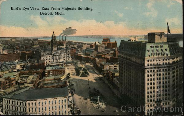 Bird's Eye View, East from Majestic Building Detroit Michigan