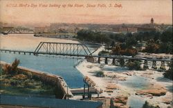 Bird's-Eye View Looking Up the River Sioux Falls, SD Postcard Postcard Postcard