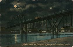 Night Scene of Douglas St. Bridge and Smelter Omaha, NE Postcard Postcard Postcard