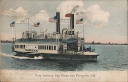 Ferry between San Diego and Coronado, Cal California Postcard Postcard Postcard