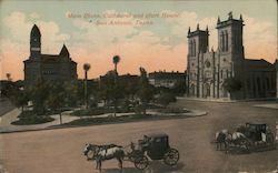 Main Plaza, Cathedral and Court House San Antonio, TX Postcard Postcard Postcard