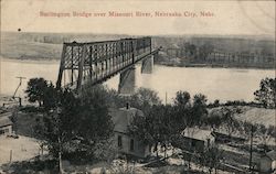 Burlington Bridge over Missouri River Postcard