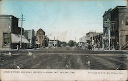 Corner Third and Doan Streets, Looking East Wilber, NE Postcard Postcard Postcard