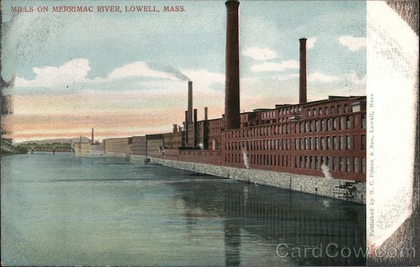 Mills on Merrimac River Lowell Massachusetts