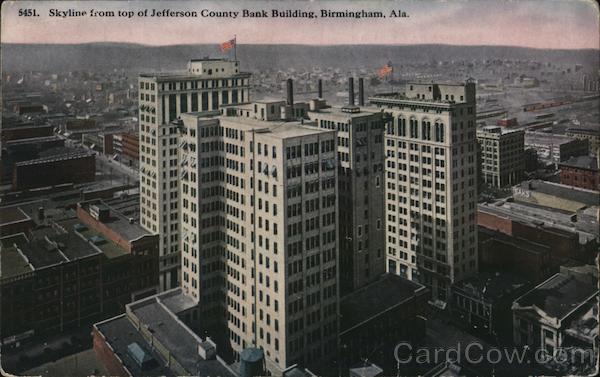 Skyline from Top of Jefferson County Bank Building Birmingham Alabama