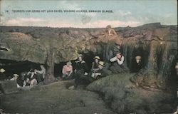 Tourists Exploring Hot Lava Caves, Volcano Kilauea Postcard