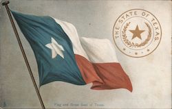 Flag and Great Seal of Texas Postcard Postcard Postcard