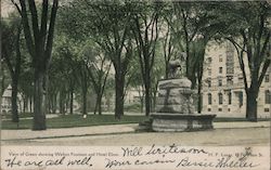 View of Green showing Wehon Fountain and Hotel Elton Waterbury, CT Postcard Postcard Postcard