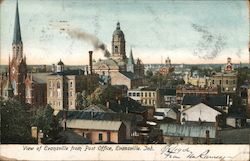 View of Evansville from Post Office Postcard