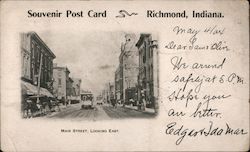 Main Street, Looking East. Richmond, IN Postcard Postcard Postcard