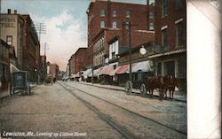 Looking up Lisbon Street Lewiston, ME Postcard Postcard Postcard