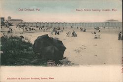 Beach Scene Looking Towards Pier Old Orchard Beach, ME Postcard Postcard Postcard