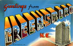 Greetings From Greensboro North Carolina Postcard Postcard