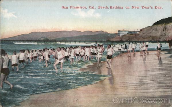 Beach Bathing on New Year's Day San Francisco California