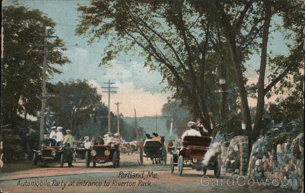 Automibile Party at Entrance to Riverton Park Portland Maine