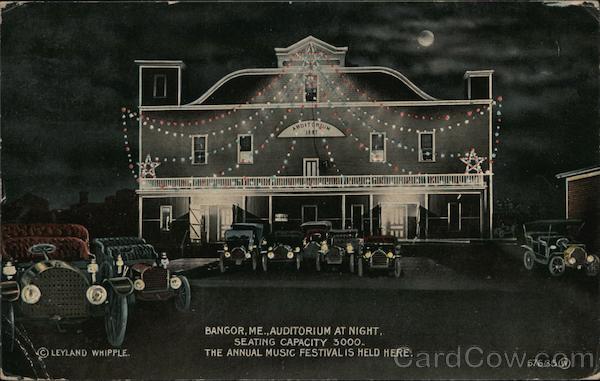 Bangor Auditorium at Night Maine