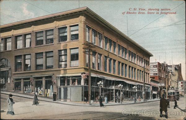 C St. View, Showing Section of Rhodes Bros. Store in Foreground Seattle Washington