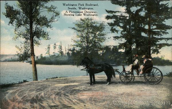 Washington State Park Boulevard - A picturesque driveway, showing Lake Washington Seattle