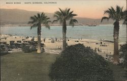 Beach Scene Santa Barbara, CA Postcard Postcard Postcard