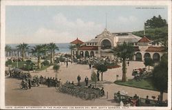 Sunday Afternoon in the Plaza and Los Banos Del Mar Santa Barbara, CA Postcard Postcard Postcard