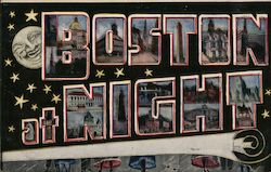 Boston at Night Postcard