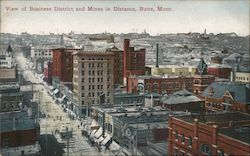 View of Business District and Mines in Distance Postcard