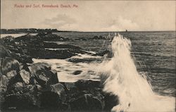 Rocks and Surf, Kennebunk Beach Postcard