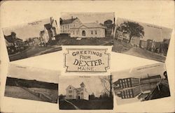 Greetings from Dexter, Maine - Abbott's Mill, Long Bridge, Main Street Postcard