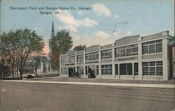 Davenport Park and Bangor Motor Co. Garage Postcard