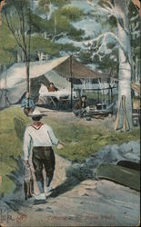 Camping in the Maine Woods Postcard