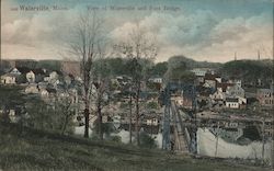 View of Waterville and Foot Bridge Postcard