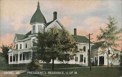 President's Residence, U. of M. Postcard