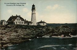 Portland Headlight Cape Elizabeth, Erected in 1791 Postcard