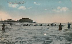 Surf Scene Showing the Pier Postcard