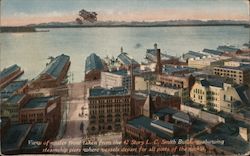 View of Waterfront from L.C. Smith Building - Biplane Postcard