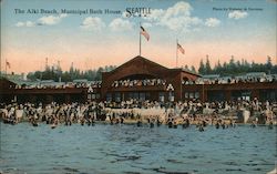 The Alki Beach, Municipal Bath House Seattle, WA Postcard Postcard Postcard