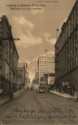 Looking up Madison Street from Railroad Avenue Postcard