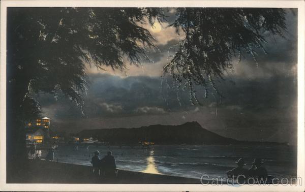 Moonlight, Diamond Head, Waikiki Tinted Honolulu Hawaii