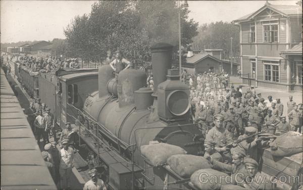 Russian? WWI Soldiers & Steam Train Slovenia/Slovakia?