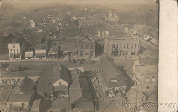 Birds Eye View of Division & Nassau St. Stuart, IA Postcard
