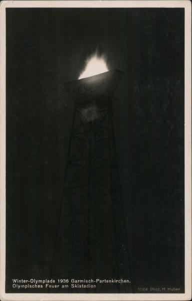 Winter-Olympiade 1936 Garmisch-Partenkirchen. Olymipisches Feuer am Skistadion Berlin Germany