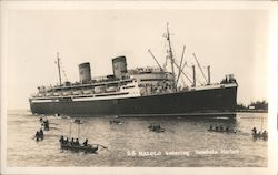 SS Malolo entering Honolulu Harbor Postcard