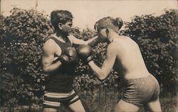 Two Men Boxing Postcard