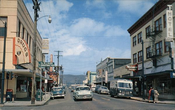 Busy Street Scene, Cheese Capital of the World Tillamook Oregon