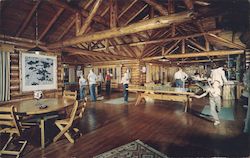 Lodge interior of Barney's Ball Lake Lodge Postcard