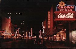 Main Street at Night Tulsa, OK Postcard Postcard Postcard