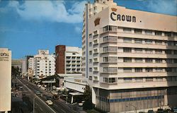 Looking north along Collins Avenue Postcard