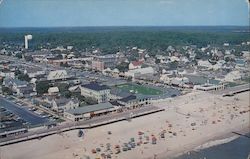 Aerial View of Town and Beach Postcard