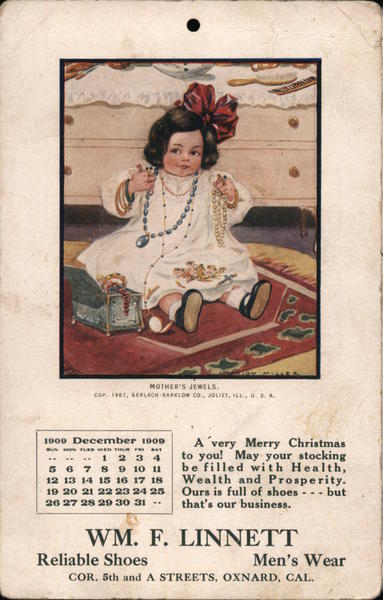 Wm. F. Linnett Reliable Shoes, Men's Wear Cor. 5th and A Streets, Oxnard, Cal.