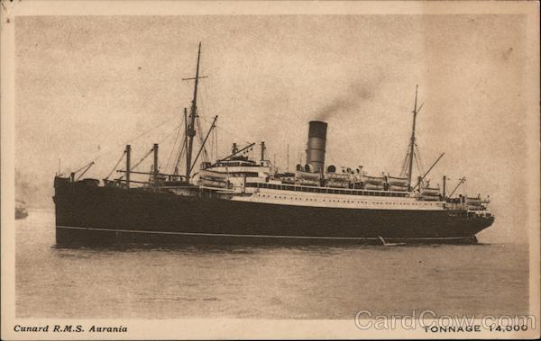 Cunard R. M. S. Aurania Tonnage 14000 Boats, Ships
